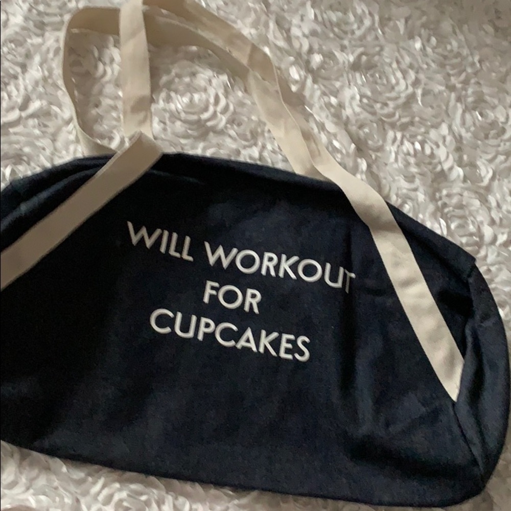 NWOT cotton and denim duffel bag